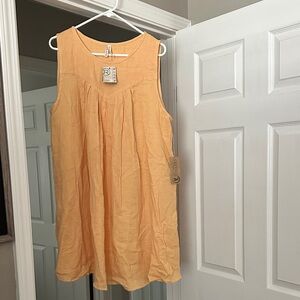 Roper Peach Pleated Gauze Dress